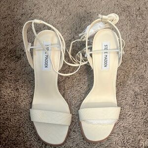 Steve Madden Cream Strappy Heels Elegant Sandals